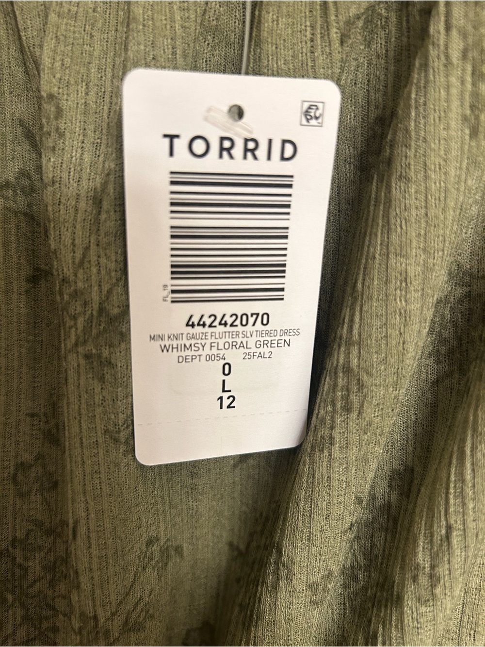 torrid Olive Green Floral Mini Flutter-Sleeve Tiered Rayon-Blend Dress Size 12 - Picture 8 of 11